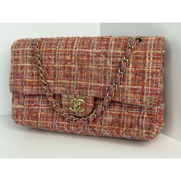 Chanel Classic Medium Multicolor Tweed Double Flap Shoulder Bag B-5 - Picture 1 of 16